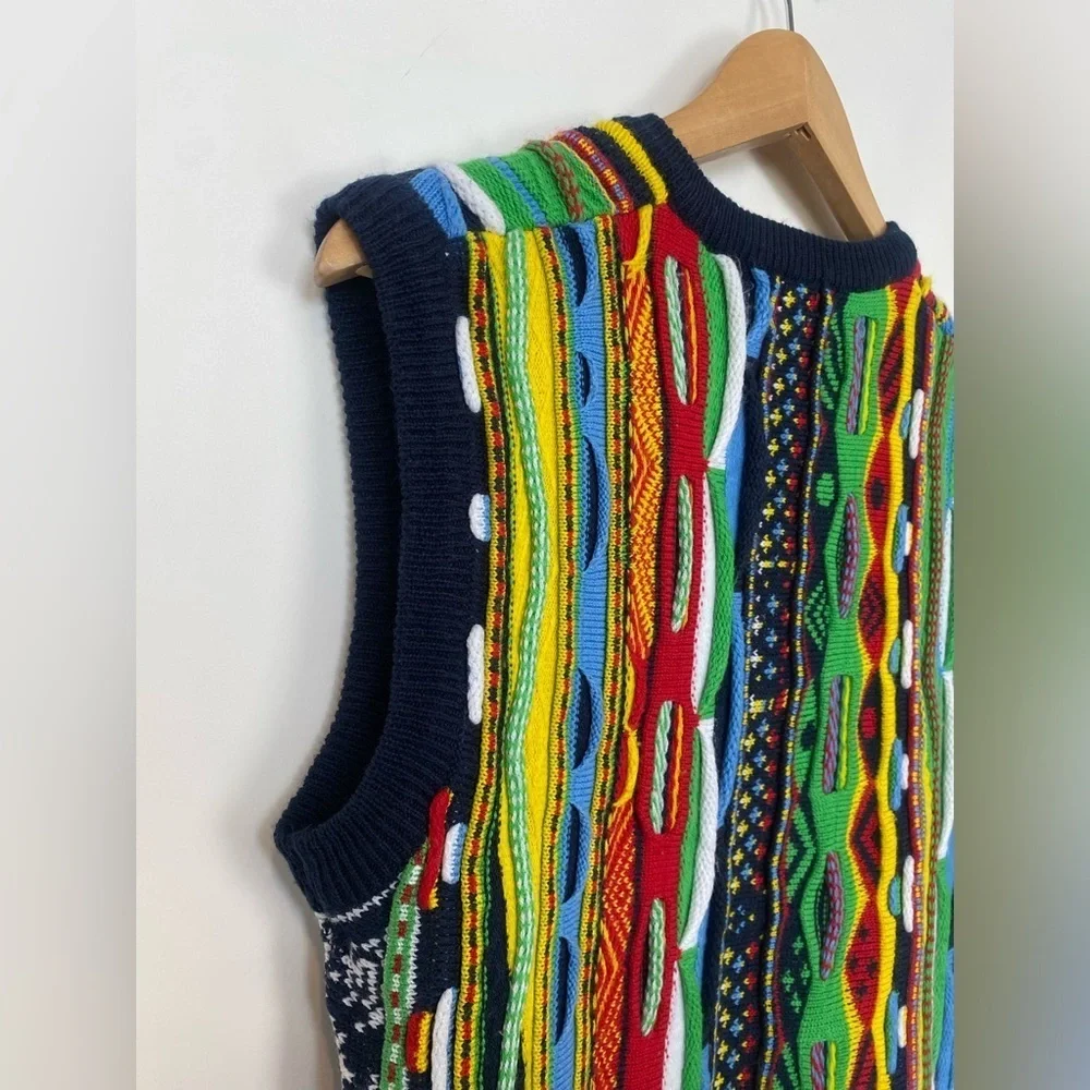 3D 90s Sweater‎ Vest V-neck Colorful